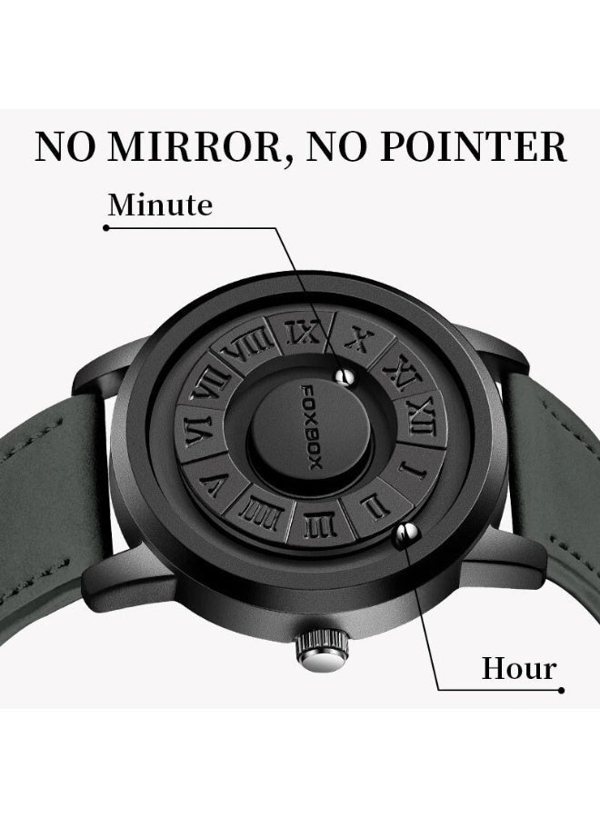FOXBOX Man's Creative Magnetic Scrolling Beads Quartz Watch for Mens Waterproof Watches - 42mm - Black - Image 3