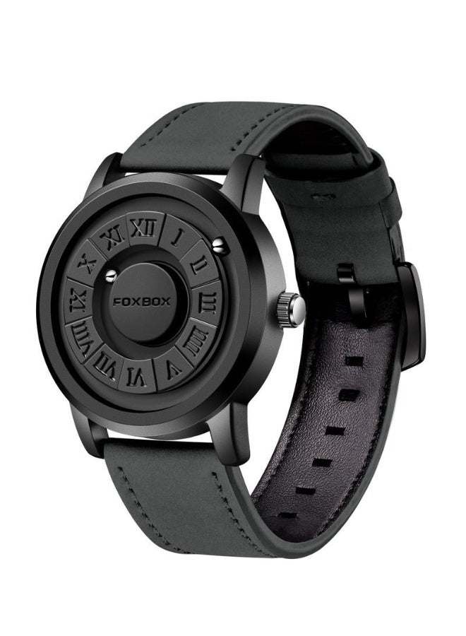 FOXBOX Man's Creative Magnetic Scrolling Beads Quartz Watch for Mens Waterproof Watches - 42mm - Black - Image 2