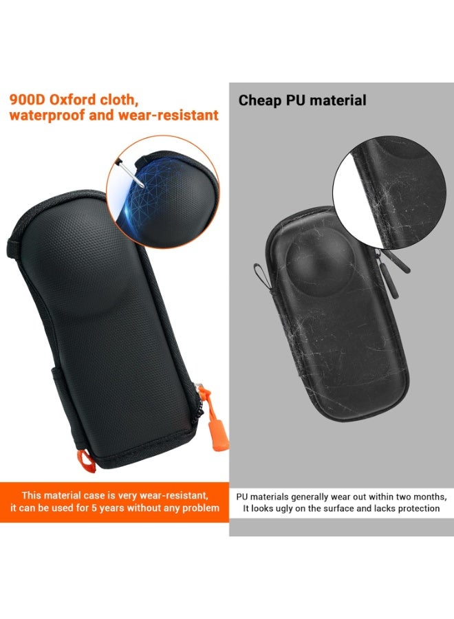 Barakah حافظة X5 لـ Insta360 X4/X5 (لغطاء العدسة الأصلي)، حافظة مع 2X واقي زجاج للشاشة، غلاف سفر صلب لحماية متوافق مع ملحقات Insta360 X5 (أسود) - Image 5