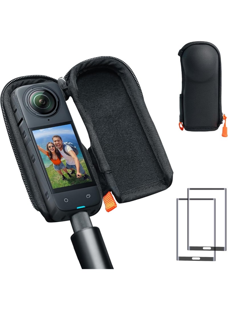 Barakah حافظة X5 لـ Insta360 X4/X5 (لغطاء العدسة الأصلي)، حافظة مع 2X واقي زجاج للشاشة، غلاف سفر صلب لحماية متوافق مع ملحقات Insta360 X5 (أسود) - Image 1