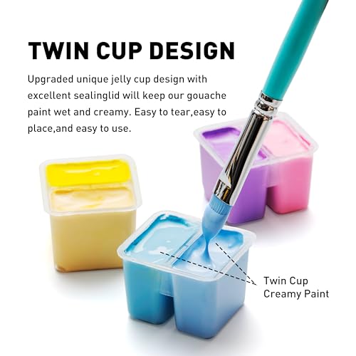 HIMI Twin Cup Jelly Gouache Paint Set 112 Colors 12g Jelly Cup Design Gouache Paint Non Toxic for Canvas and Paper Art Supplies for Professionals and Beginner Ice Blue - Image 3