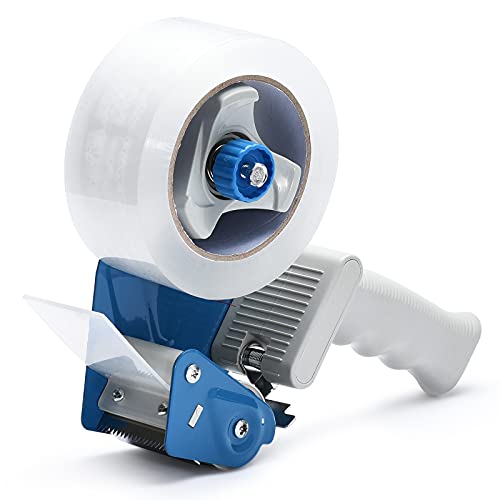 Pacific Mailer Packing Tape Dispenser Gun, Pacific Mailer 3 Inch Tape Gun Dispenser with 3 Inch Carton Packing Tape, Lightweight Industrial Side Loading Tape Dispenser - Blue - Image 1