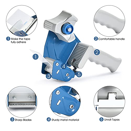 Pacific Mailer Packing Tape Dispenser Gun, Pacific Mailer 3 Inch Tape Gun Dispenser with 3 Inch Carton Packing Tape, Lightweight Industrial Side Loading Tape Dispenser - Blue - Image 2