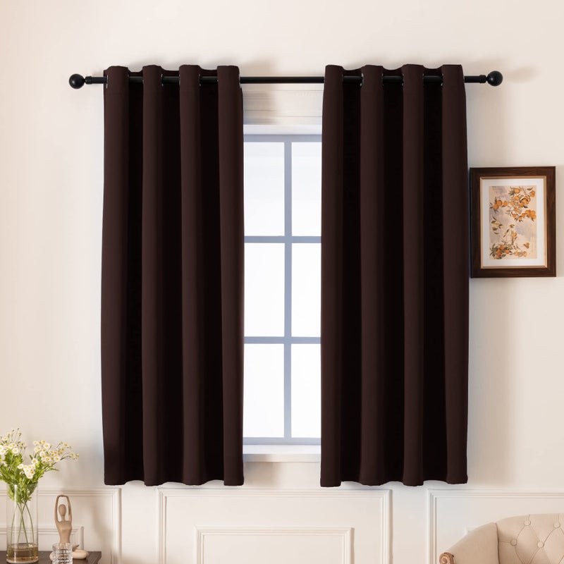 Pickluc Blackout Curtain for Bedroom - Light Blocking, Heat Insulating, Noise Reducing - Thicker Fabric, Extra Fold, 2 Panels, 42Ince Wide and 63 Inch Length, Chocolate Brown - Image 1