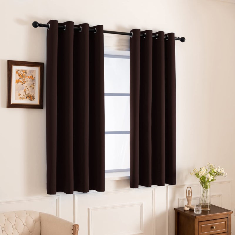 Pickluc Blackout Curtain for Bedroom - Light Blocking, Heat Insulating, Noise Reducing - Thicker Fabric, Extra Fold, 2 Panels, 42Ince Wide and 63 Inch Length, Chocolate Brown - Image 2