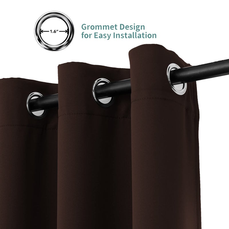 Pickluc Blackout Curtain for Bedroom - Light Blocking, Heat Insulating, Noise Reducing - Thicker Fabric, Extra Fold, 2 Panels, 42Ince Wide and 63 Inch Length, Chocolate Brown - Image 3