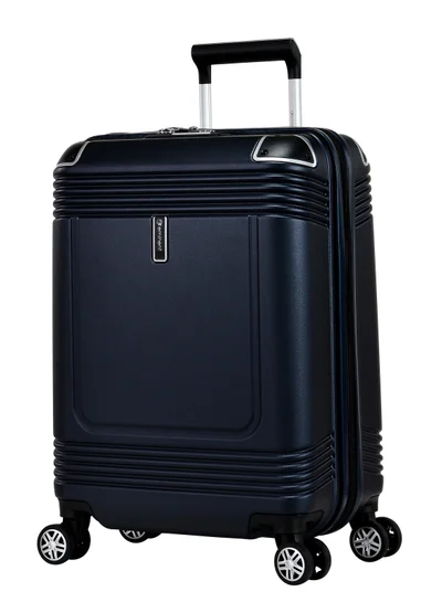 eminent Hard Case Travel Bag Cabin Luggage Trolley Polycarbonate Lightweight Suitcase 4 Quiet Double Spinner Wheels With Tsa Lock KK10 Night Blue
