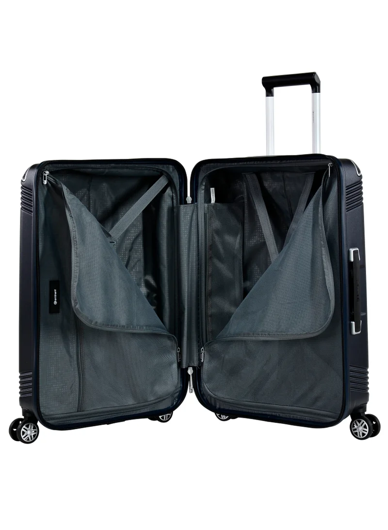eminent Hard Case Travel Bag Cabin Luggage Trolley Polycarbonate Lightweight Suitcase 4 Quiet Double Spinner Wheels With Tsa Lock KK10 Night Blue