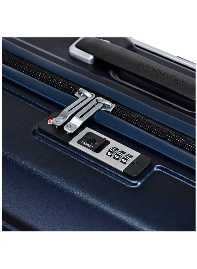 eminent Hard Case Travel Bag Cabin Luggage Trolley Polycarbonate Lightweight Suitcase 4 Quiet Double Spinner Wheels With Tsa Lock KK10 Night Blue