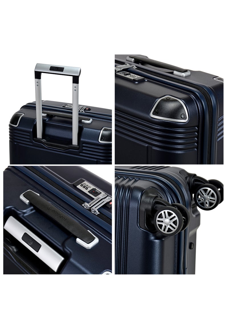 eminent Hard Case Travel Bag Cabin Luggage Trolley Polycarbonate Lightweight Suitcase 4 Quiet Double Spinner Wheels With Tsa Lock KK10 Night Blue  - Image 4
