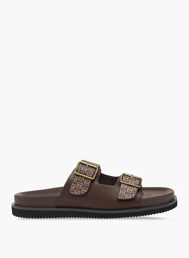 دوتشيني Men's Monogram Print Slip-On Comfort Sandals