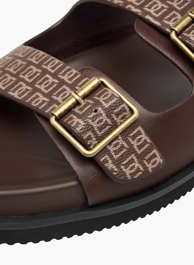 دوتشيني Men's Monogram Print Slip-On Comfort Sandals