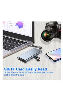 Generic USB C Adapter 11 in 1 Dongle with 4K HDMI, VGA, Type C PD, USB3.0, RJ45 Ethernet, SD/TF Card Reader, 3.5mm AUX, Docking Station Compatible with MacBook Pro/Air, Other Type C Laptops  - Image 5