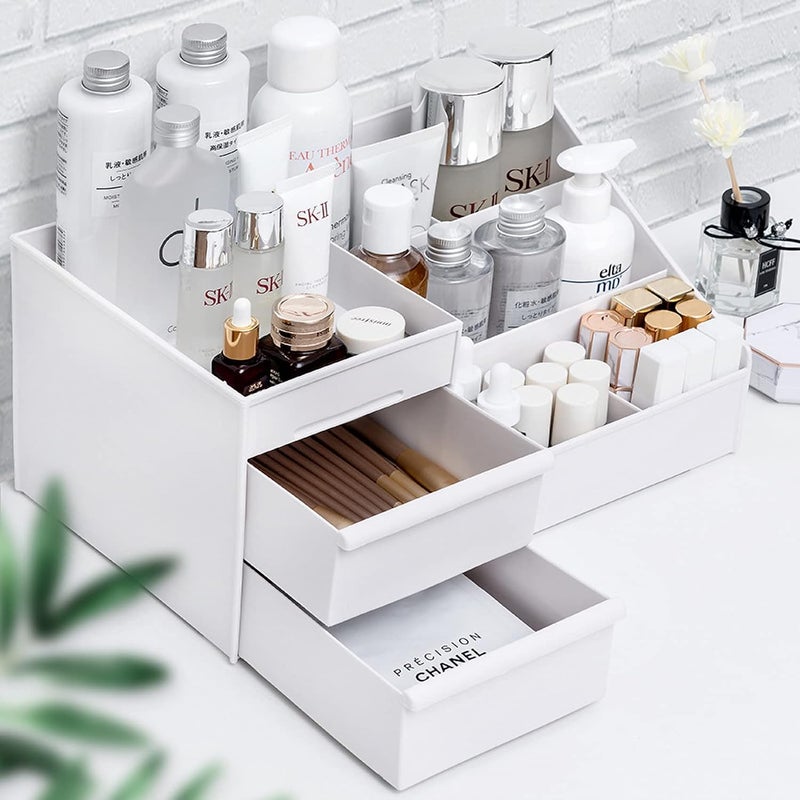 Kitchenwell Cosmetic Organizer with Drawers for Bathroom, Bedroom, Living Room, Kitchen, Dining Room, Office (White,Pack of 1) - Image 2
