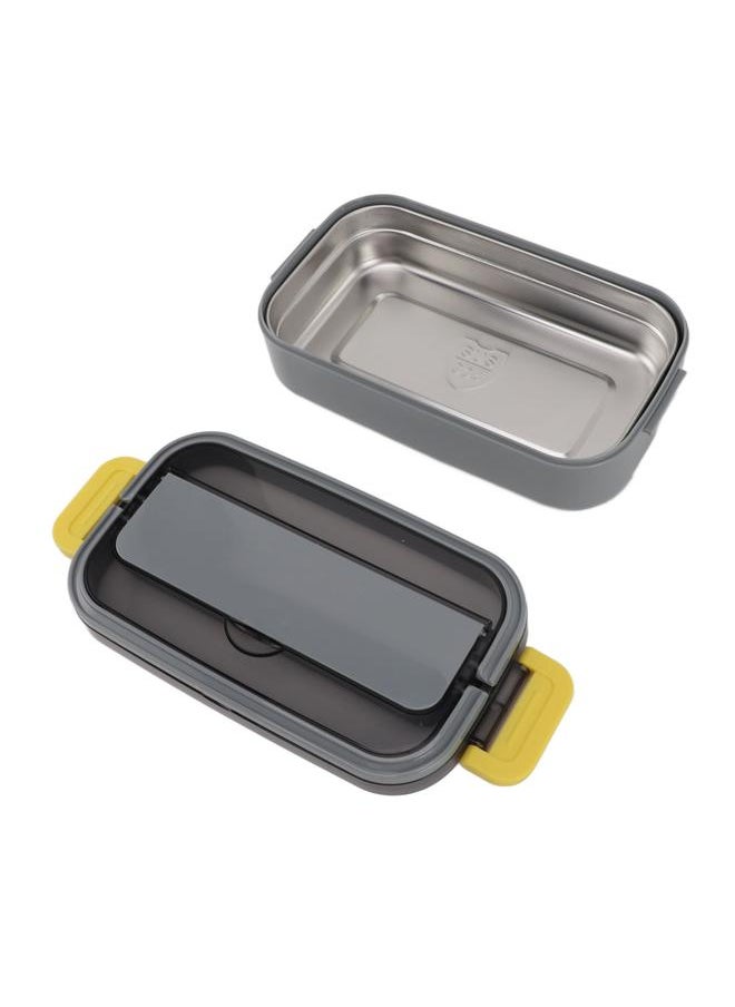 Thoraya 304 Stainless Steel Bento Box Adult Lunch Box Single Layer Microwave Safe Portable Split Bento Box for Students Office Workers Gray  - Image 2