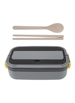 Thoraya 304 Stainless Steel Bento Box Adult Lunch Box Single Layer Microwave Safe Portable Split Bento Box for Students Office Workers Gray  - Image 1