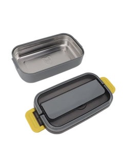 Thoraya 304 Stainless Steel Bento Box Adult Lunch Box Single Layer Microwave Safe Portable Split Bento Box for Students Office Workers Gray  - Image 3