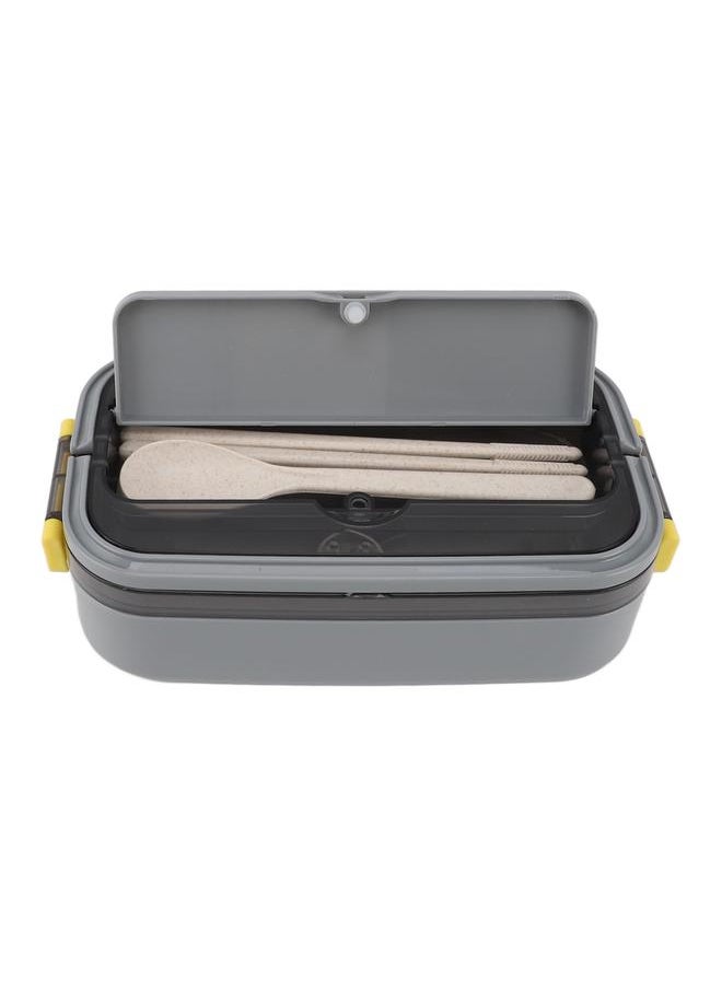 Thoraya 304 Stainless Steel Bento Box Adult Lunch Box Single Layer Microwave Safe Portable Split Bento Box for Students Office Workers Gray  - Image 5