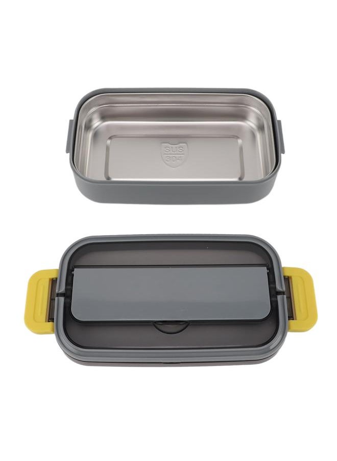Thoraya 304 Stainless Steel Bento Box Adult Lunch Box Single Layer Microwave Safe Portable Split Bento Box for Students Office Workers Gray  - Image 4