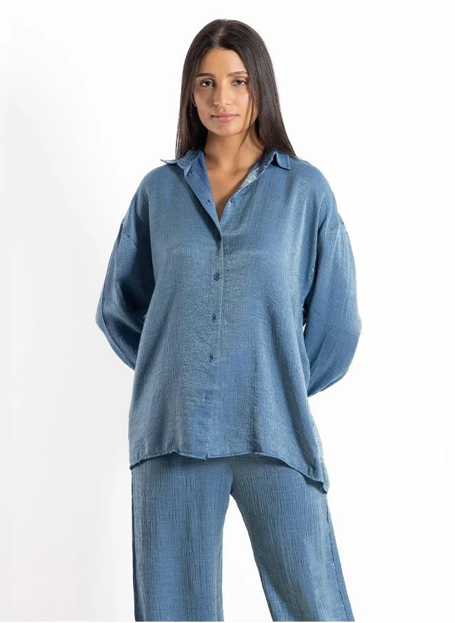 الأشكال   TEXTURED SATIN SHIRT SET