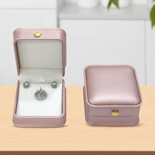 DIAcheck Moon PU Finish Jewellery Boxes with Golden Crown Button, (Rosegold, Pendant (3.25 x 2.90) - Image 5