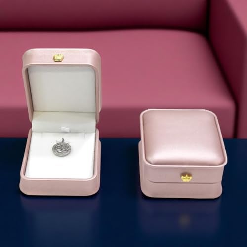 DIAcheck Moon PU Finish Jewellery Boxes with Golden Crown Button, (Rosegold, Pendant (3.25 x 2.90) - Image 4