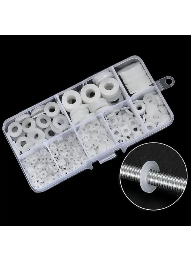 500pcs White Nylon Gasket Set M2 M10 Round Plastic Gaskets High Temperature Insulation - Image 3