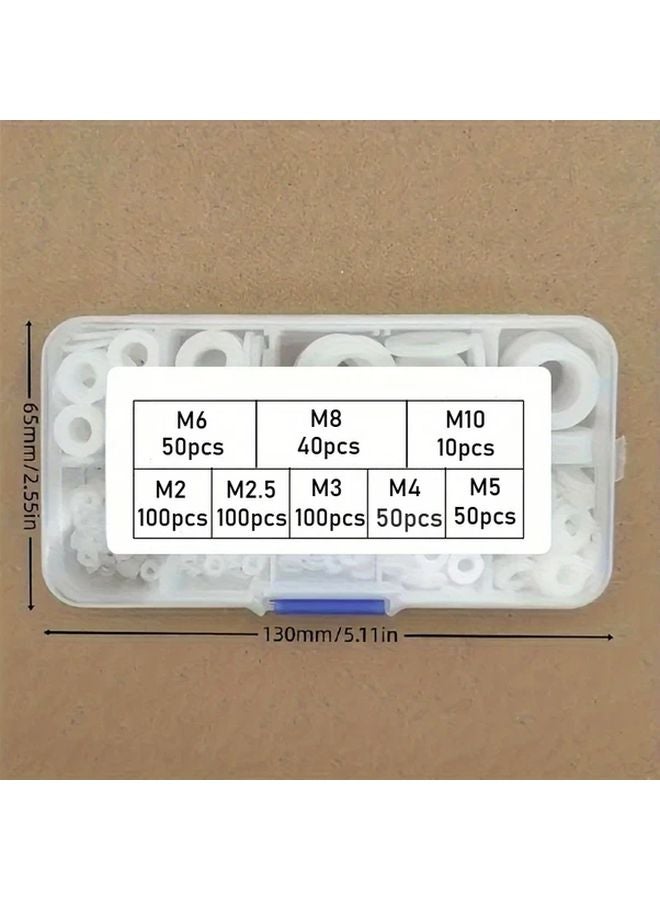 500pcs White Nylon Gasket Set M2 M10 Round Plastic Gaskets High Temperature Insulation - Image 5