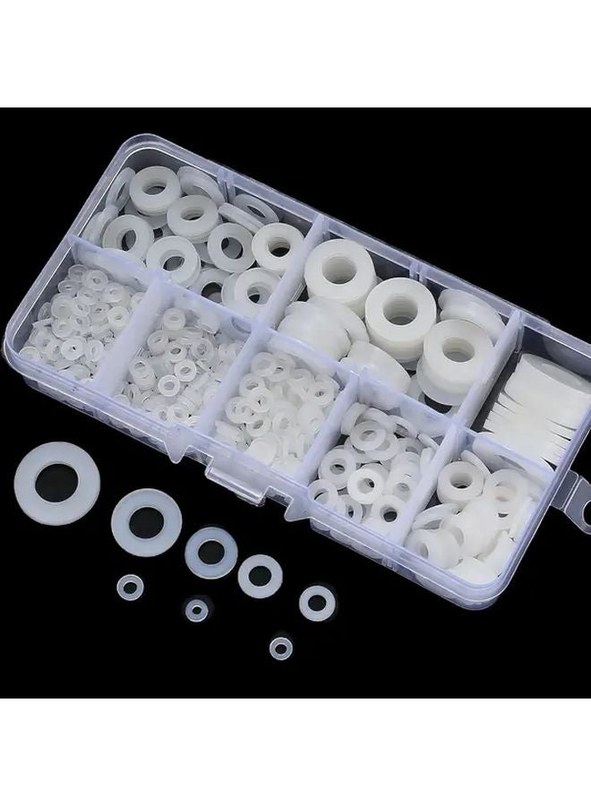 500pcs White Nylon Gasket Set M2 M10 Round Plastic Gaskets High Temperature Insulation - Image 2