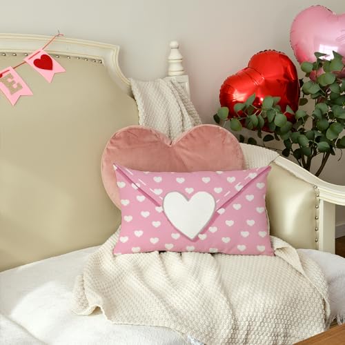 AACORS Valentine's Day Pillow Cover 12X20 Inch Love Hearts Decorations Holiday Farmhouse Decorative Pillow Case for Sofa Couch Decor（Pink） AA411-12 - Image 3