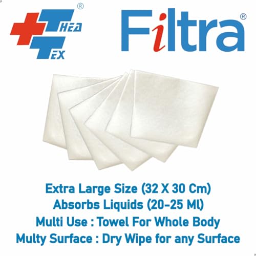 FILTRA® Disposable Absorbent Extra Large Towel, Dry Wipe, Napkin | 32 x 30 cm | 12 x 12'' | Multi Use: Surface, Skin, Body, Salon, Spa, Gym, Shoes, Car | Pack of 50 Wipes - Image 5