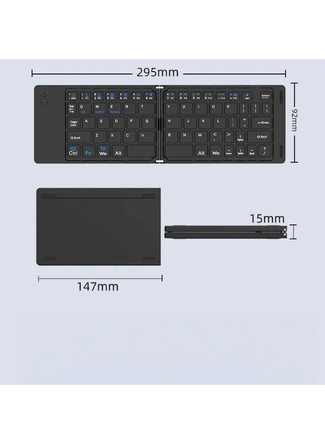 Folding Pocket-Size Wireless Keyboard Black - Image 2