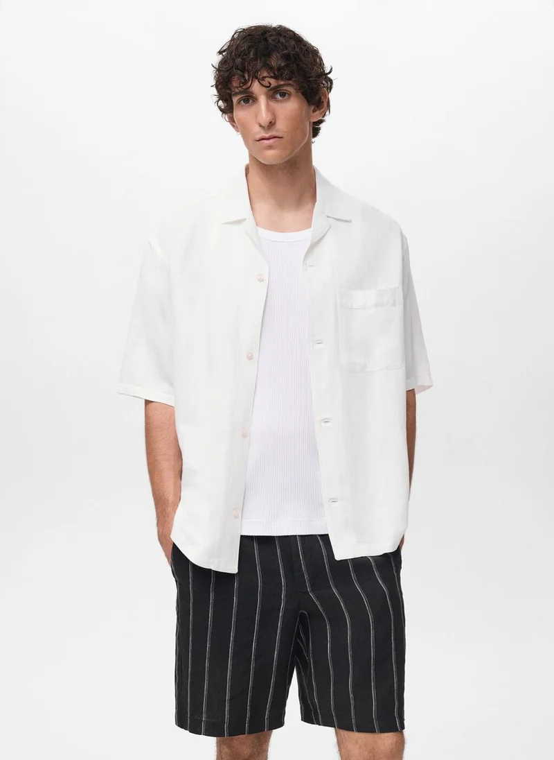 مانجو Regular-Fit Linen Blend Shirt