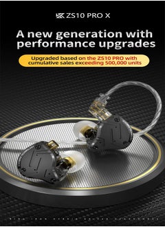 KZ ZS10 Pro X in Ear Earphone 4BA+1DD Hybrid Driver HiFi, Sport Noise Cancelling Earbuds with 2 Pin Detachable Cable