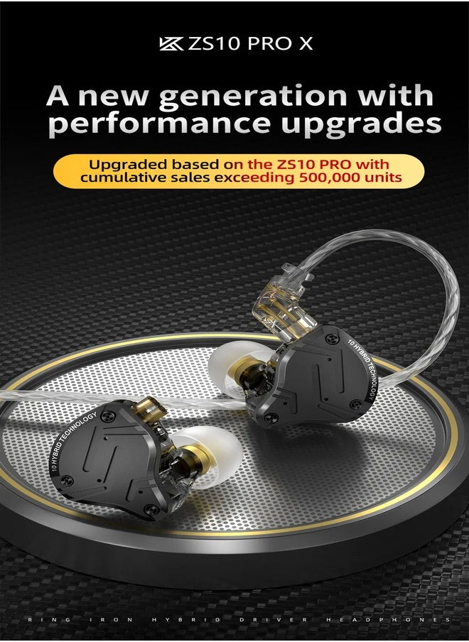 KZ - KZ ZS10 Pro X in Ear Earphone 4BA+1DD Hybrid Driver HiFi, Sport Noise Cancelling Earbuds with 2 Pin Detachable Cable - Image 1