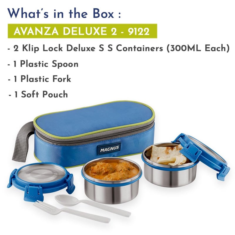 Magnus Magnus Avanza 2 Deluxe Stainless Steel Lunch Box | Airtight, Leakproof, Insulated | Ideal Lunch Box for Kids | Lunch Boxes for Office Men and Women | Compact Design with Carrying Pouch  - Image 2