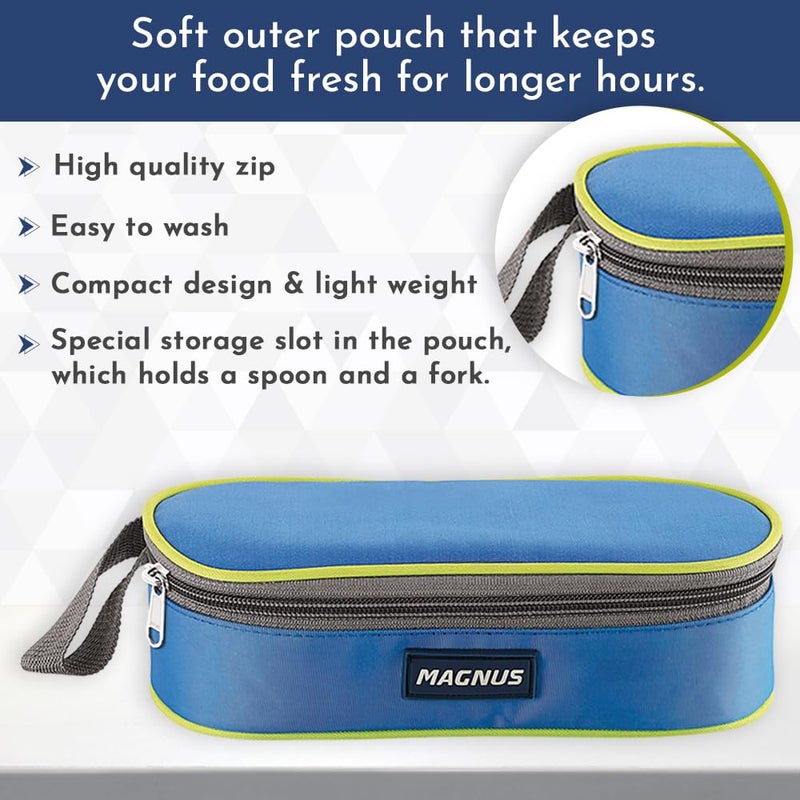 Magnus Magnus Avanza 2 Deluxe Stainless Steel Lunch Box | Airtight, Leakproof, Insulated | Ideal Lunch Box for Kids | Lunch Boxes for Office Men and Women | Compact Design with Carrying Pouch  - Image 5