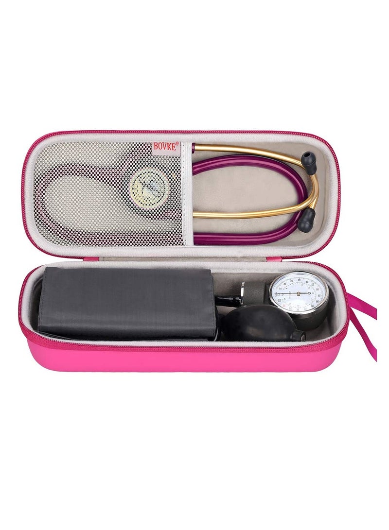 بوفك حقيبة حمل للسفر من BOVKE متوافقة مع سماعات الطبيب الفاخرة 3M Littmann Classic III،MDF Acoustica - غرفة إضافية لمقص الضمادات الطبية ومقصات الصدمات EMT وضوء LED، توت العليق - Image 2