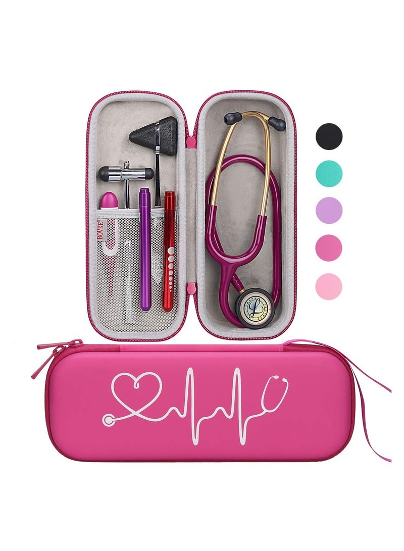 بوفك حقيبة حمل للسفر من BOVKE متوافقة مع سماعات الطبيب الفاخرة 3M Littmann Classic III،MDF Acoustica - غرفة إضافية لمقص الضمادات الطبية ومقصات الصدمات EMT وضوء LED، توت العليق - Image 1