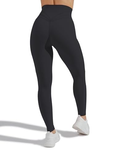 Unthewe Naked-Feel No Front Seam Leggings for Women - High Waisted Buttery Soft Workout Yoga Pants 25"(U816-Black-S) - Image 5