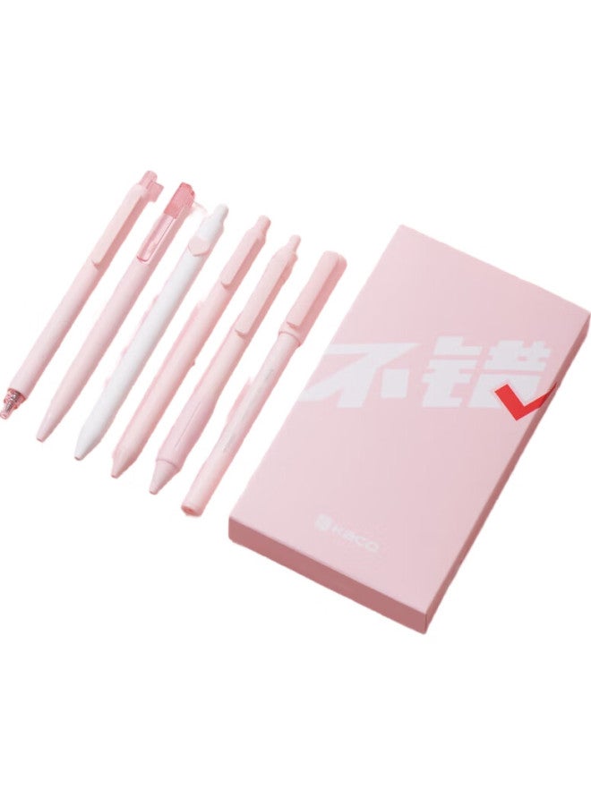 Kaco Nice Pink Set 0.5Mm Black Gel Pens 6-Pack Large Capacity For Students Practice Writing Notes Office Stationery Signing Quick-Drying Smooth - Image 1