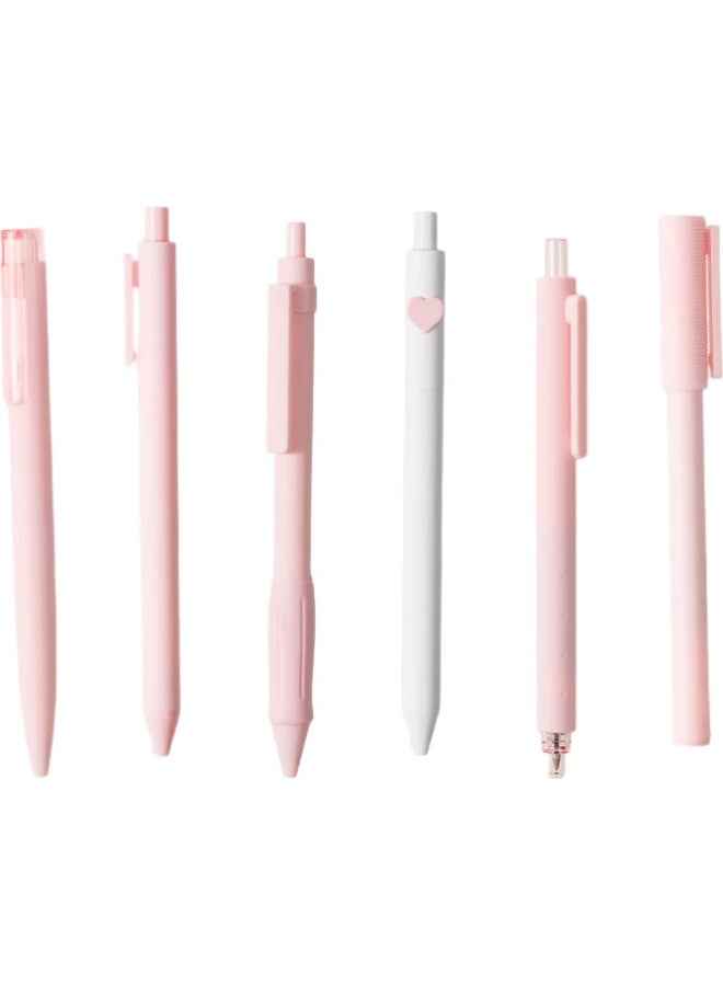 Kaco Nice Pink Set 0.5Mm Black Gel Pens 6-Pack Large Capacity For Students Practice Writing Notes Office Stationery Signing Quick-Drying Smooth - Image 2