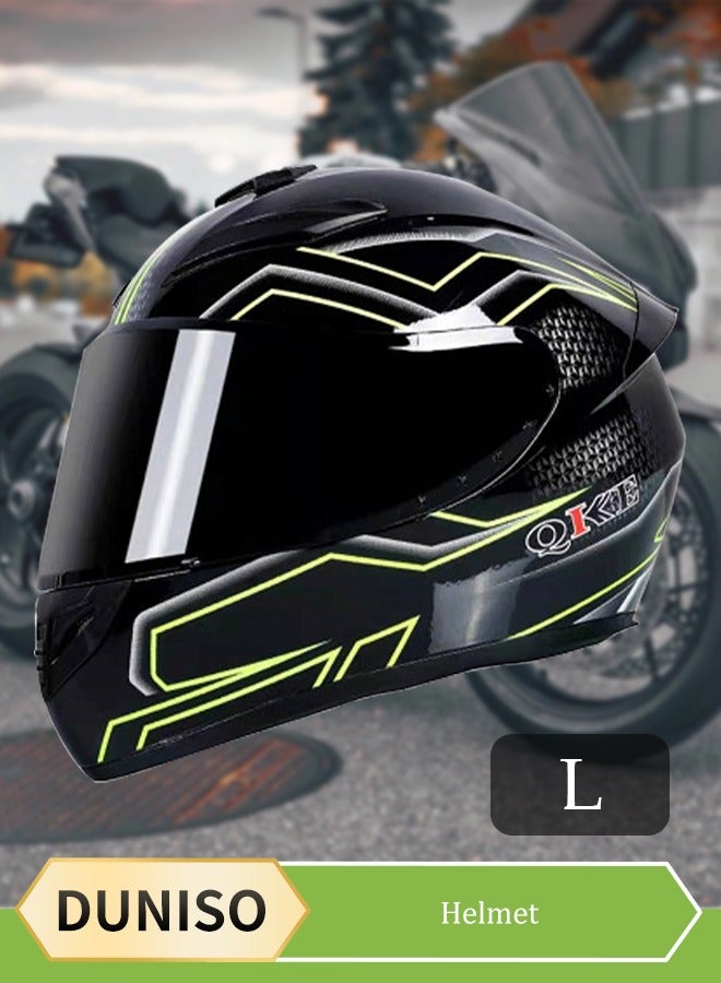 DUNISO Full face motorcycle helmet, lightweight crash resistant motorcycle helmet, all season cool riding helmet，cycling helmet with black lenses, breathable lining, suitable for both men and women，suitable for riding recreational activities( (L)  - Image 1