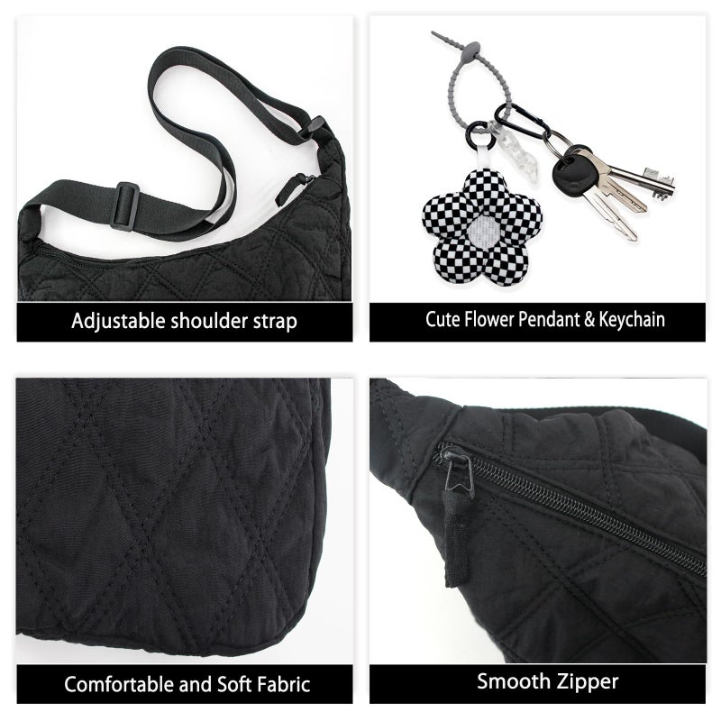iSamzan Puffer Hobo Bag for Women: Lightweight Quilted Purse with Zipper, Adjustable Crossbody&Shoulder Strap Handbag - Image 4