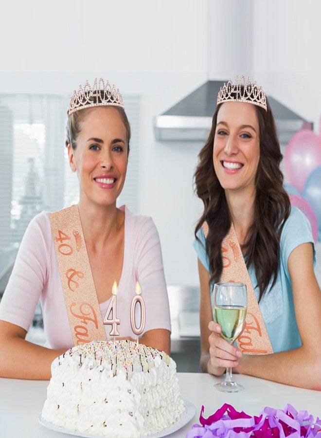 Juesly 40th Birthday Decoration for Women with Rose Gold Sash, Tiara,Numbers Candles, Sincere 40th Birthday Gifts for Women - Image 4