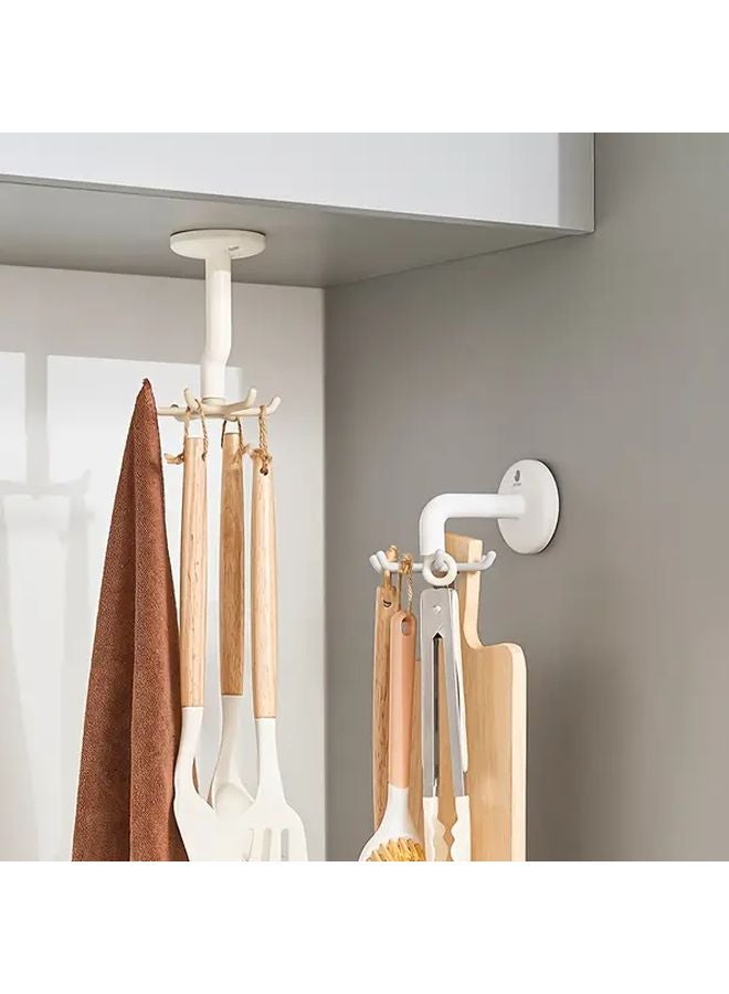 White Rotating Multi Hook Wall Mounted Suction Cup Organizer 360 Adjustable Arms Space Saving Shelf - Image 5