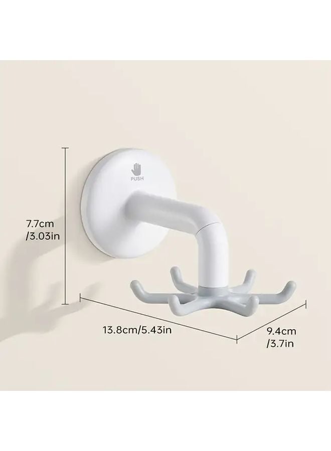 White Rotating Multi Hook Wall Mounted Suction Cup Organizer 360 Adjustable Arms Space Saving Shelf - Image 4