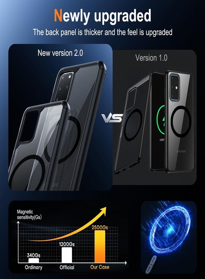 Guizzcg Case for Samsung Galaxy S20 Plus, Compatible with MagSafe, Translucent Matte Back, Drop-Proof, Shockproof, Protective Case, Anti-Fingerprint, Black - Image 2