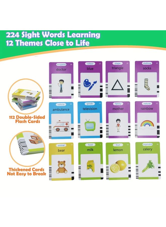 ١١٢ بطاقة ٢٢٤ كلمة بطاقات تعليمية ناطقة باللغة الإنجليزية ألعاب تعليمية للأطفال - Image 5