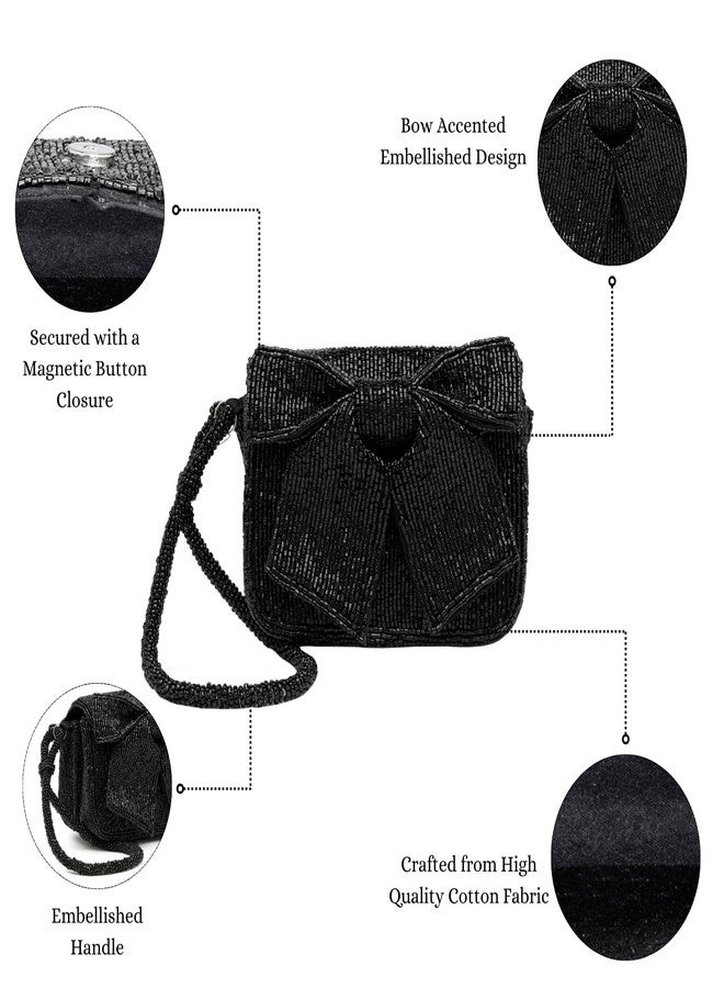 Anekaant Beaded Muse Black Embellished Clutch For Ladies | Ideal for Outings - Image 3